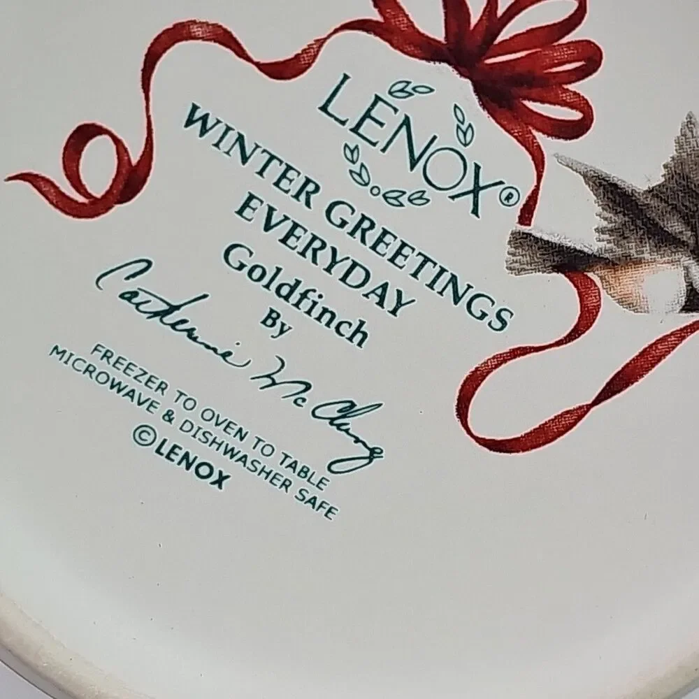 Lenox Coffee Mug Cup Winter Greetings Goldfinch Bird Everyday Holiday 8 Ounce